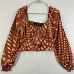 New Code X Mode Polka Dot Smocked Back Crop Top Size Large